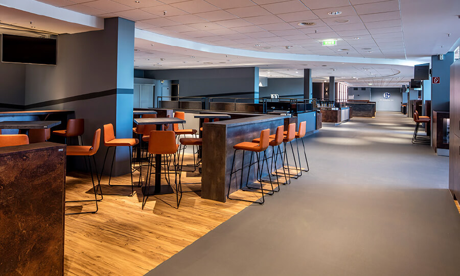Parador design flooring in the largest hospitality area of the VELTINS Arena